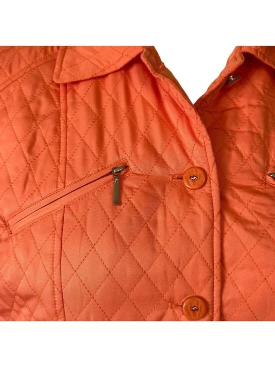 Womens I.C.Y. Quilted Vest XL Creamsicle Orange With Pockets Lightweight Layer - Picture 4 of 15